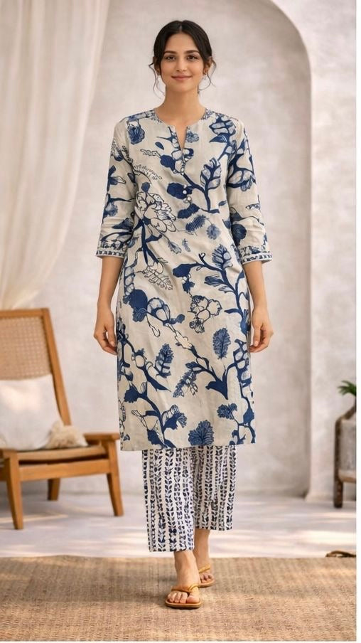 Blue Bloom Kurta Set