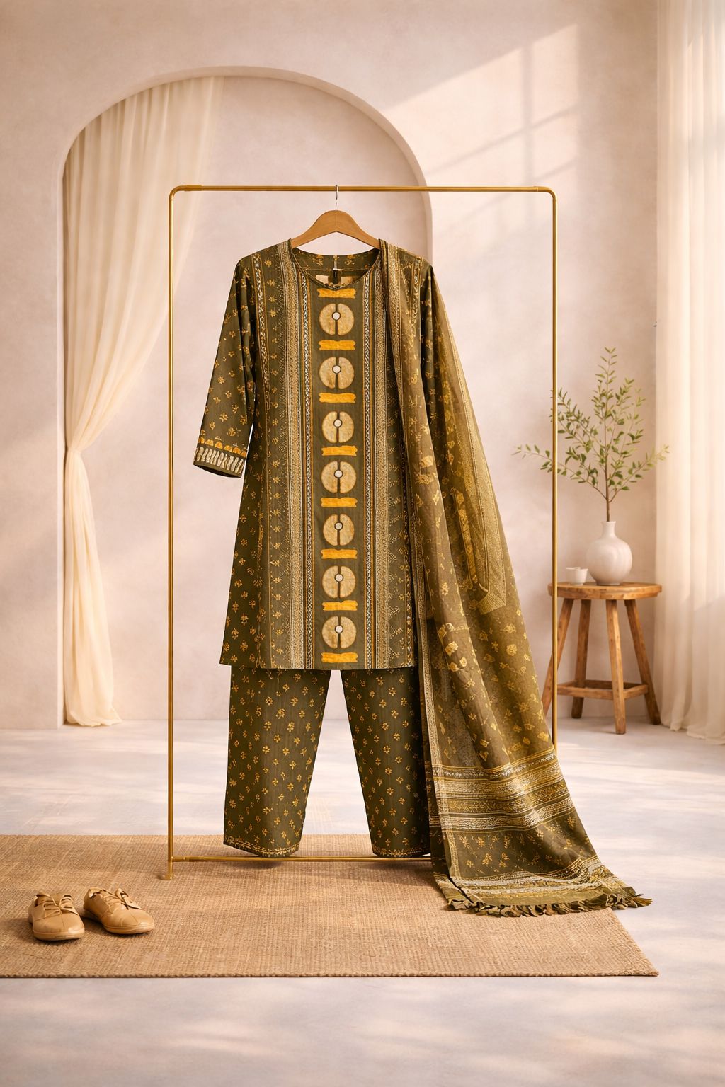 Meher Olive Suit Set