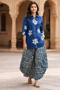 Indigo mosaic Indo-Western Set
