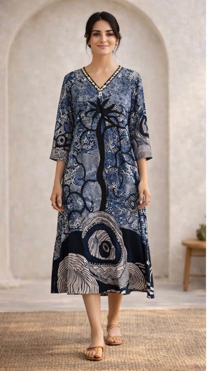 Midnight Palm one piece Dress