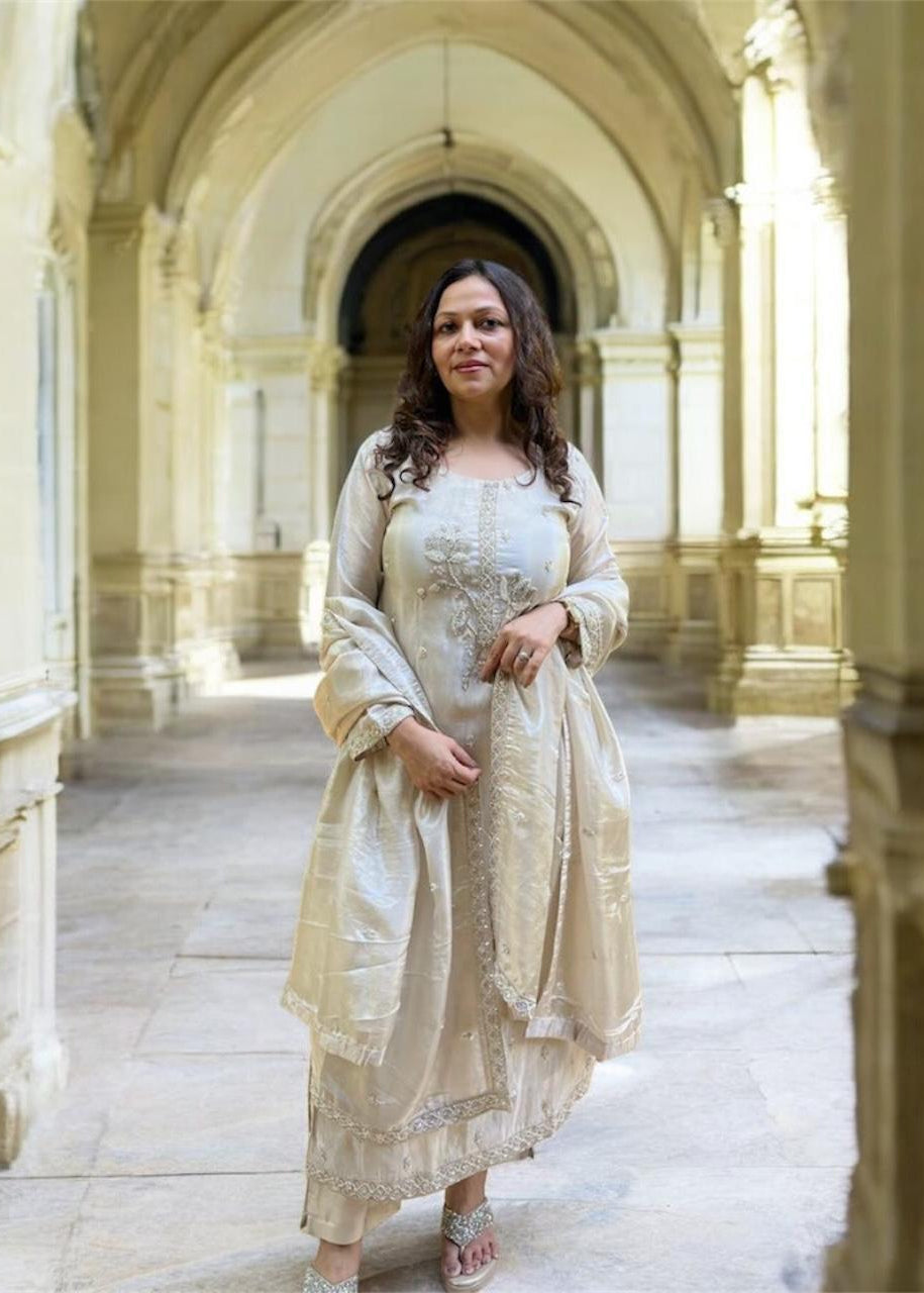 Beige-Gold 3 Piece Heavy Suit