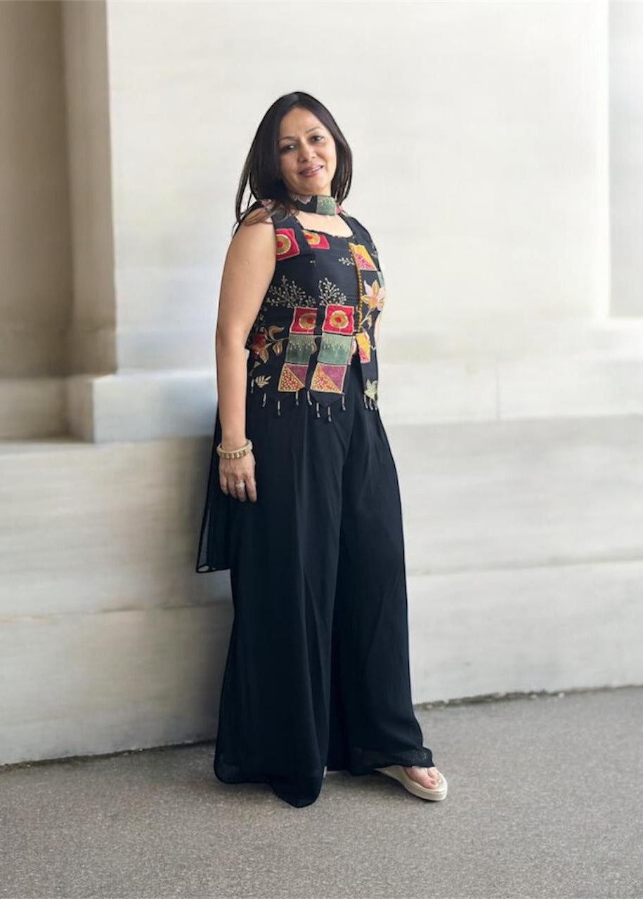 Indo Western Crop Top Palazzo Set