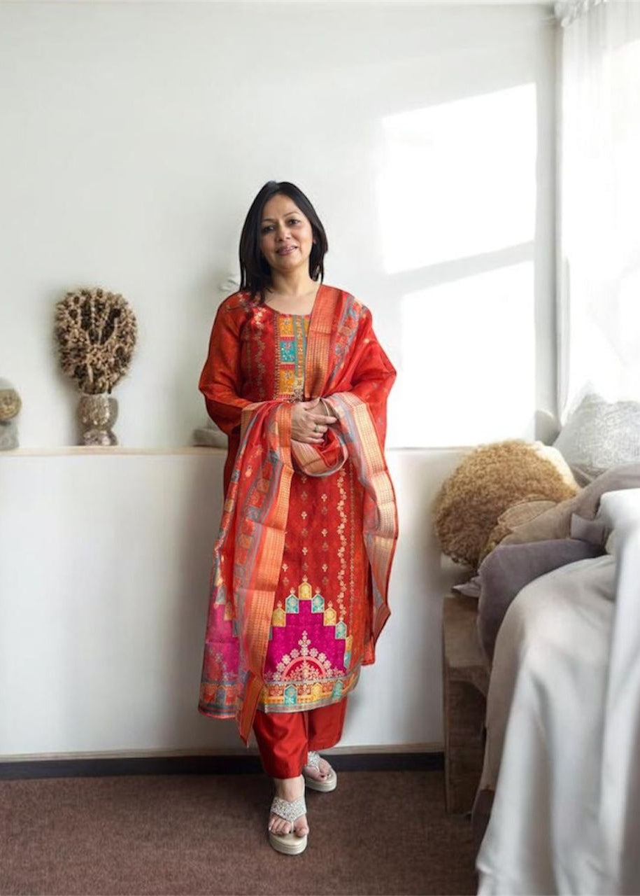 3 Piece Suit with Pakistani Print