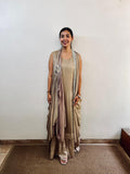 Beige Gold Cocktail Indo Western Outfit