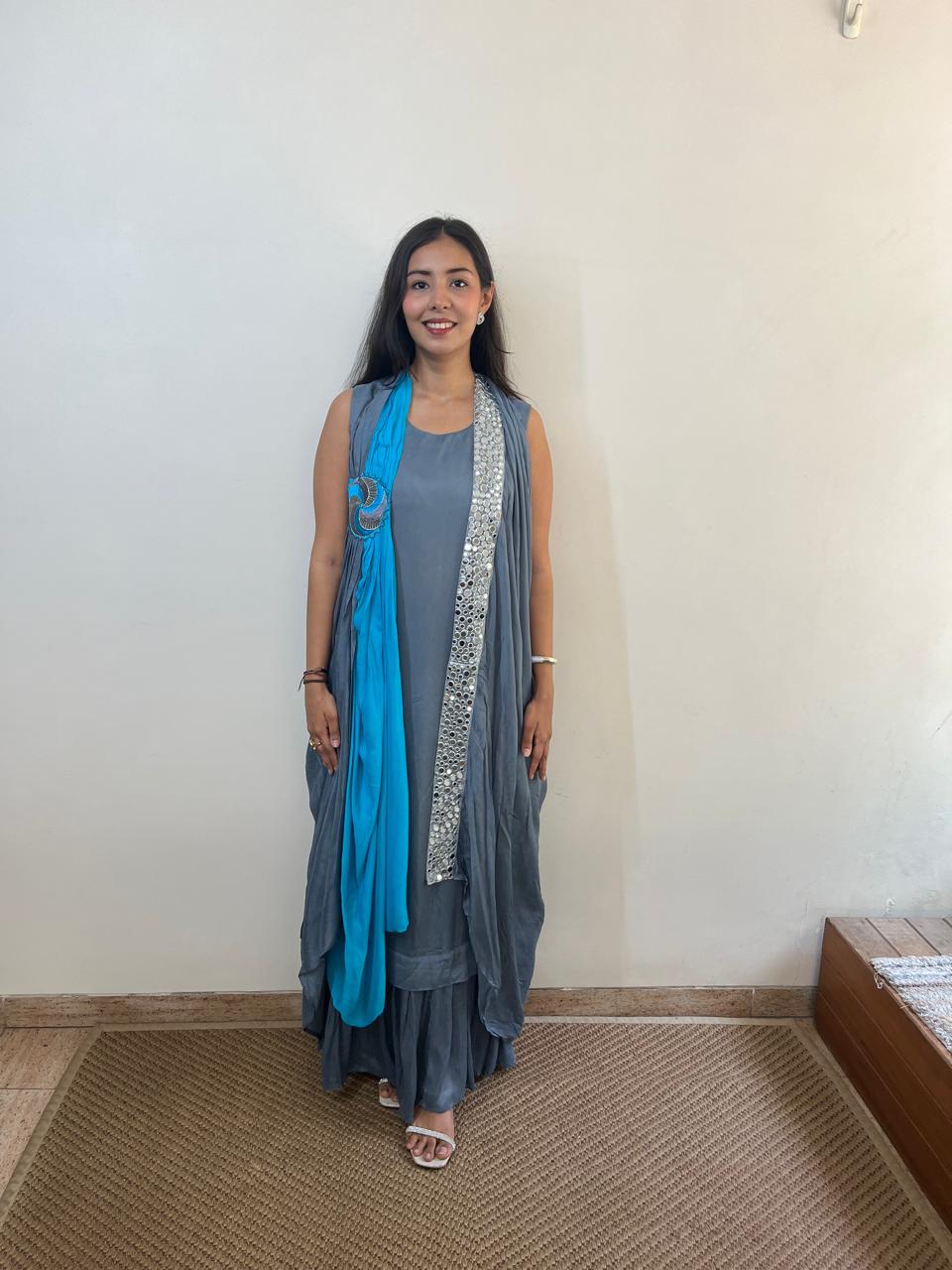 Grey Blue Cocktail Outfit