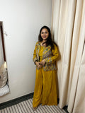 Mustard Meher Set with Tread work .