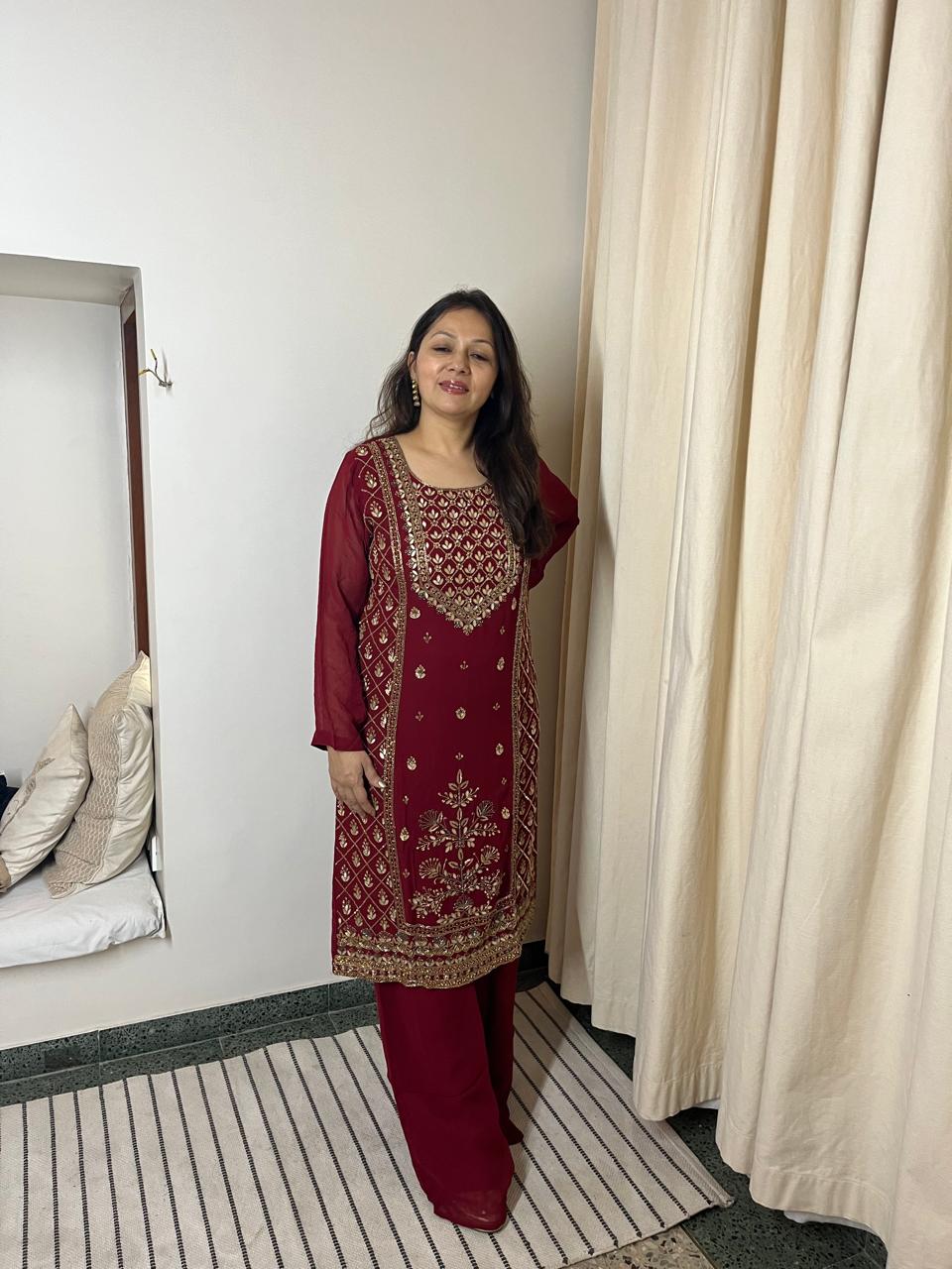 Maroon maharani gota set