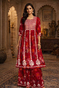 Crimson Printed Suit Set