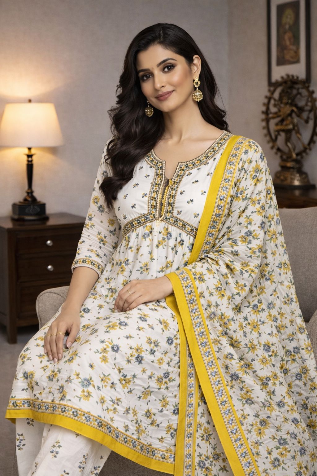 Sunflower Grace Anarkali Suit Set