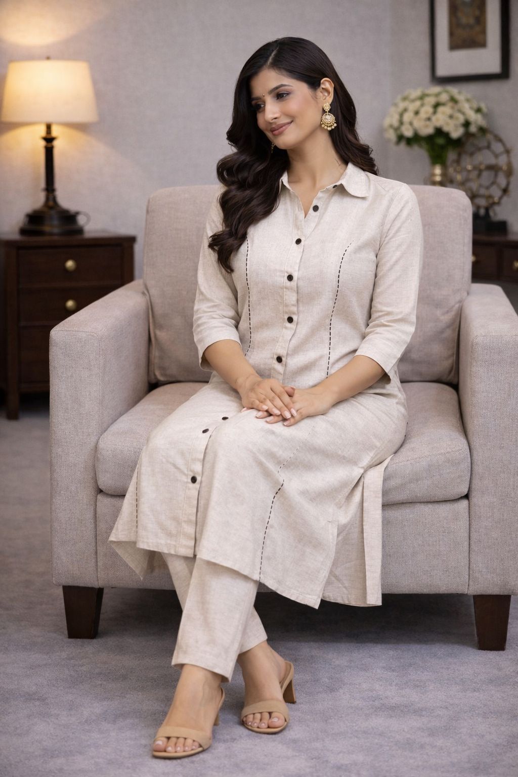 Ivory Ease Linen Suit Set