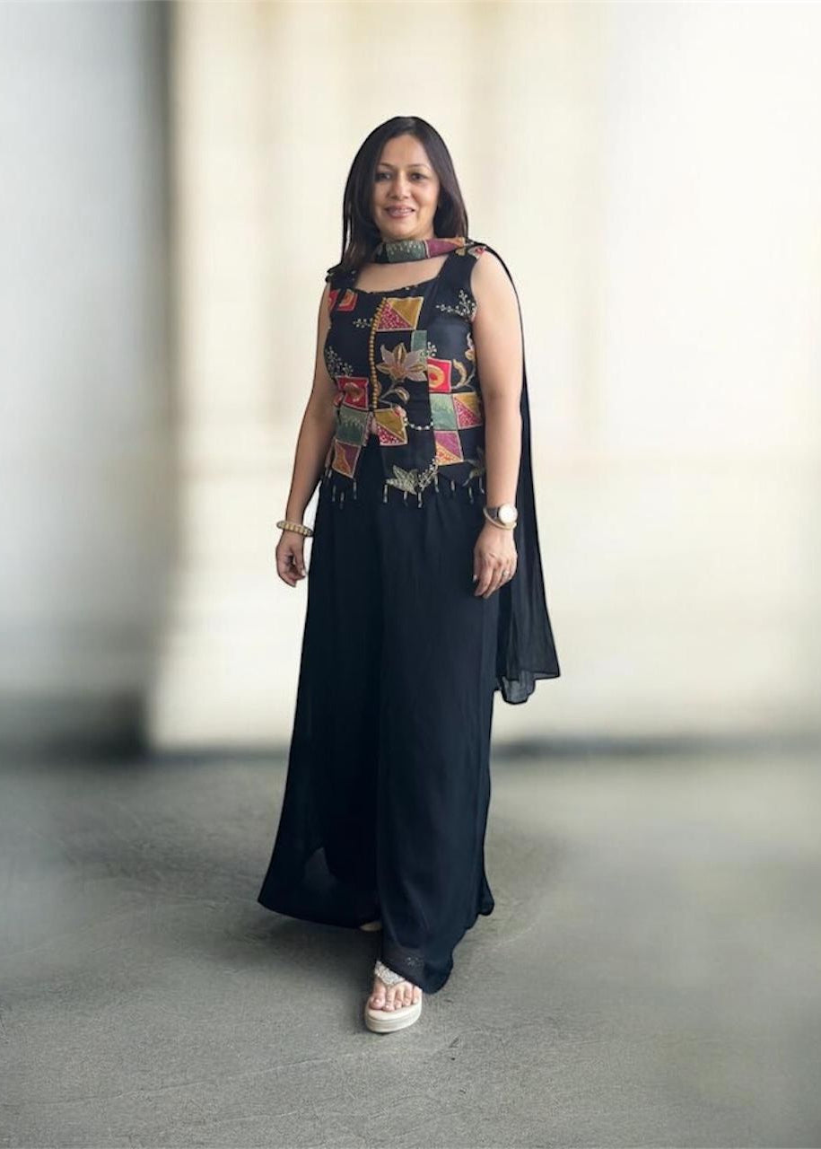 Indo Western Crop Top Palazzo Set