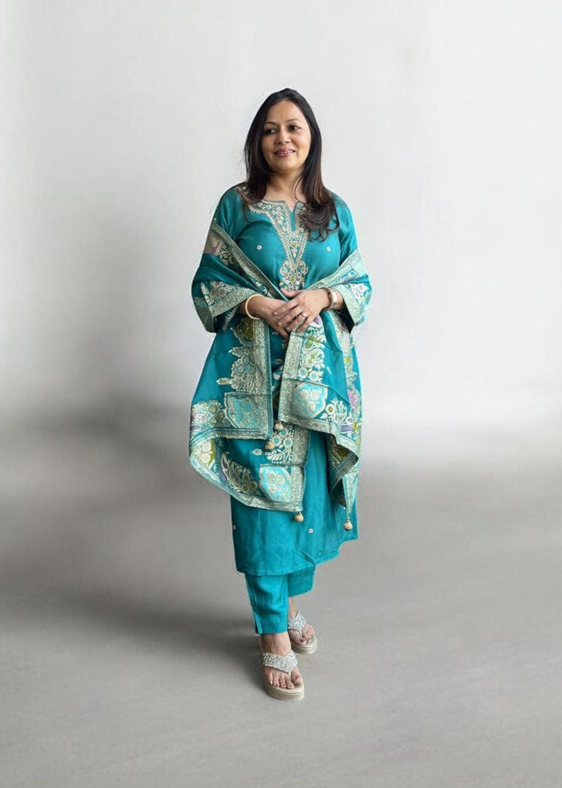 3 Piece Suit with Banarasi Dupatta