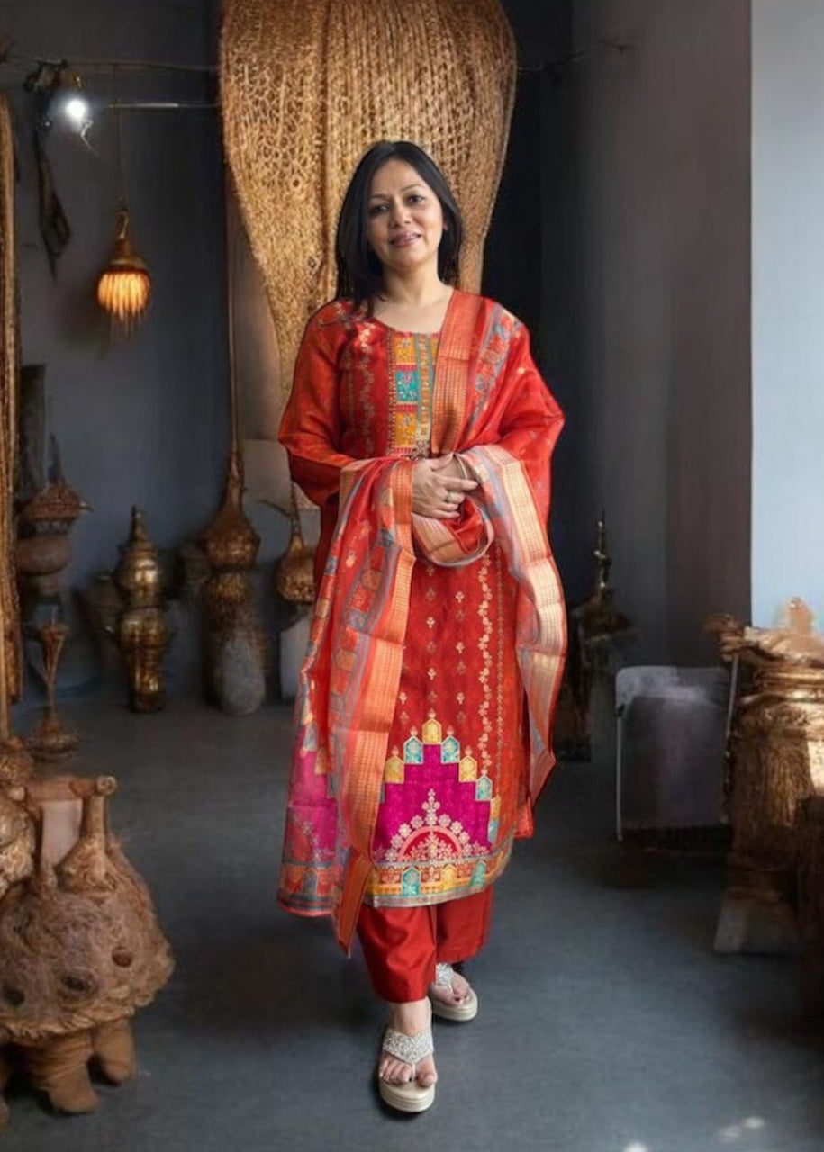 3 Piece Suit with Pakistani Print