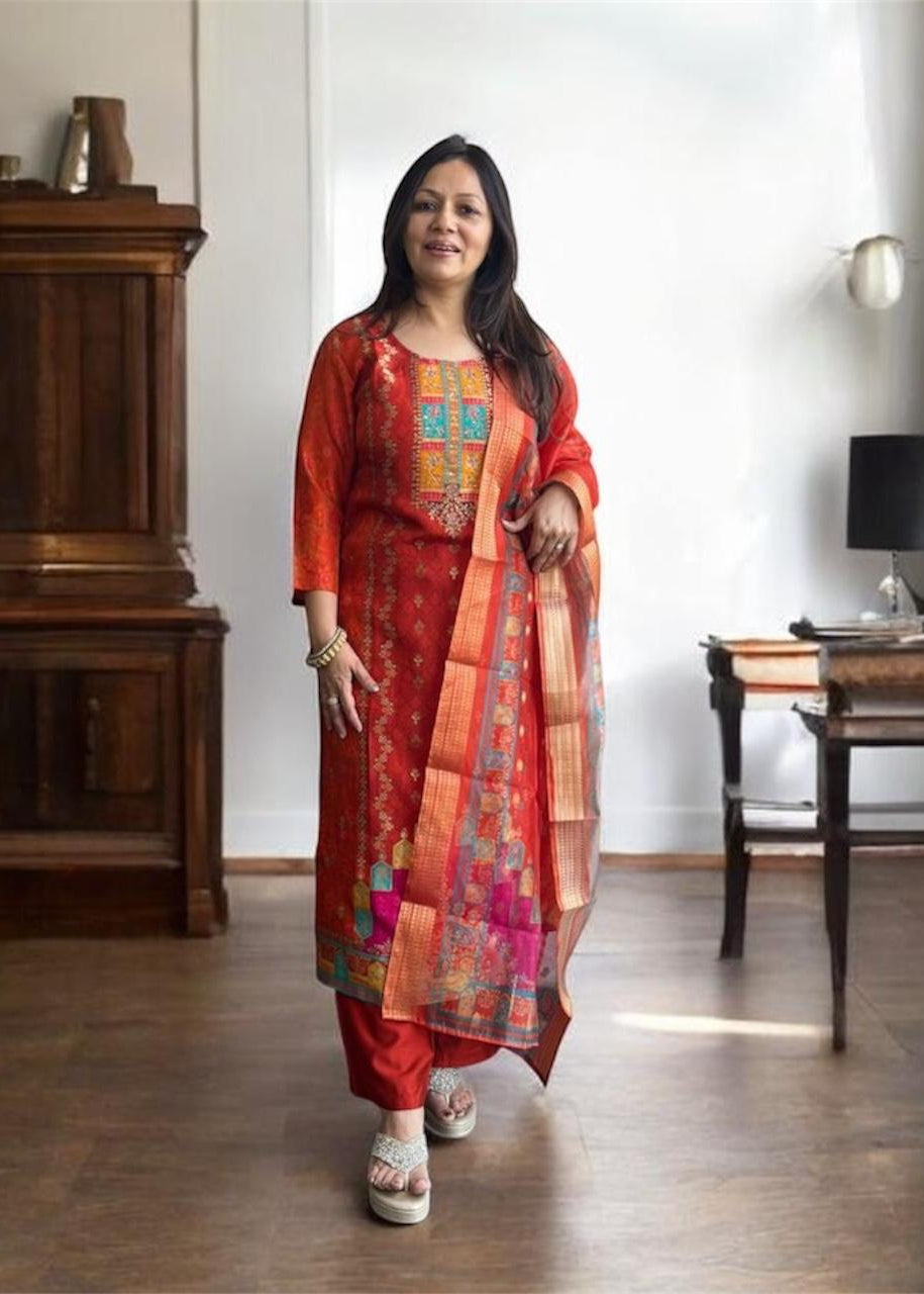 3 Piece Suit with Pakistani Print