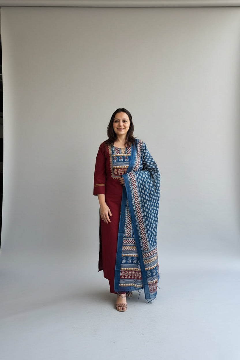 3 Piece Cotton Kurta Set