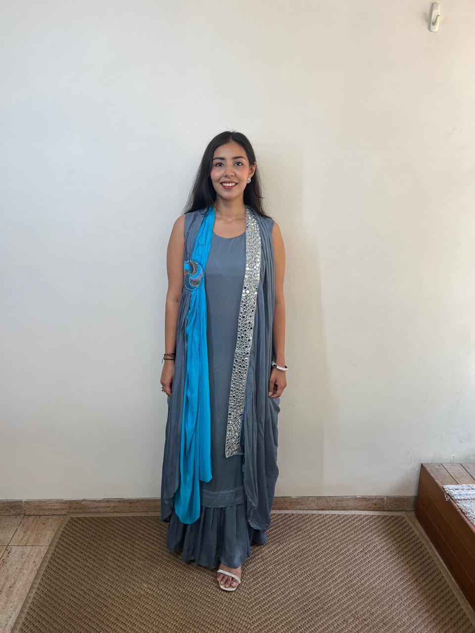 Grey Blue Cocktail Outfit
