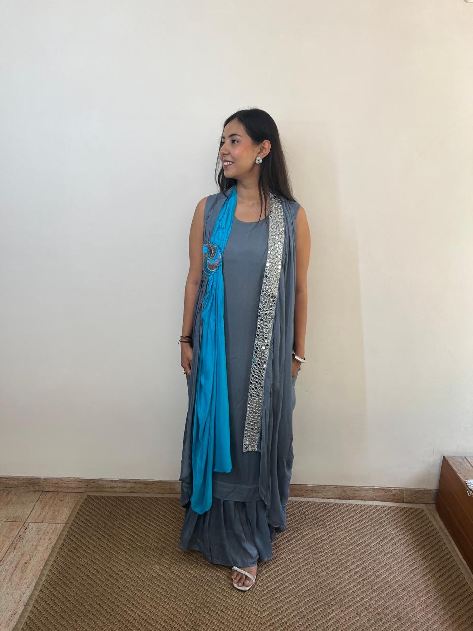 Grey Blue Cocktail Outfit