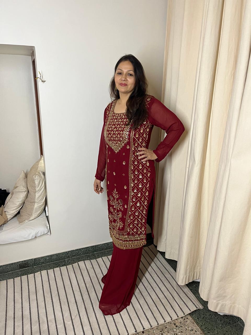 Maroon maharani gota set