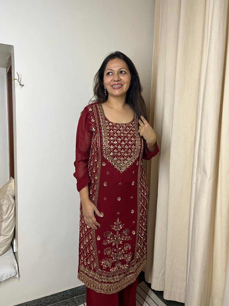 Maroon maharani gota set