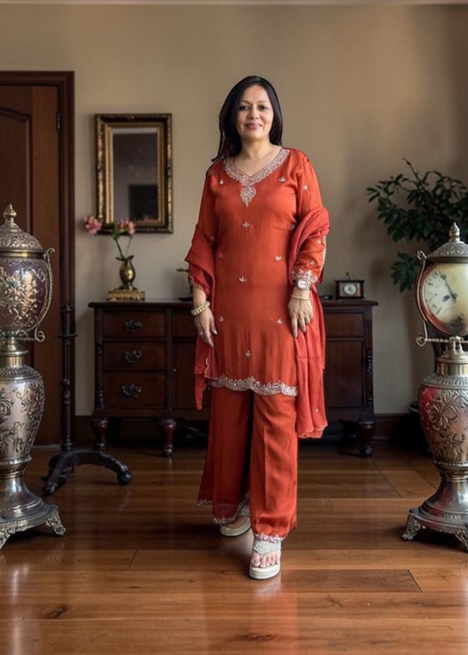 3 Piece Palazzo Set with Handwork