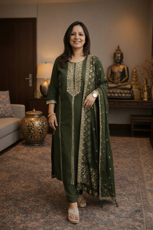 3 Piece Suit with Gota Work and Banarasi Dupatta