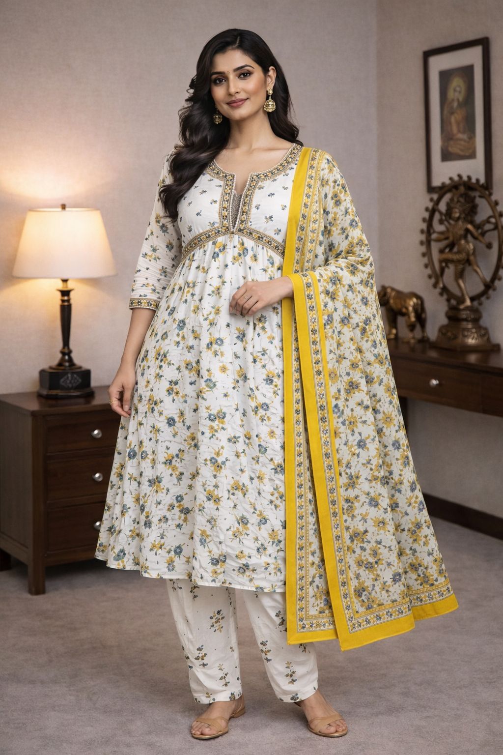 Sunflower Grace Anarkali Suit Set