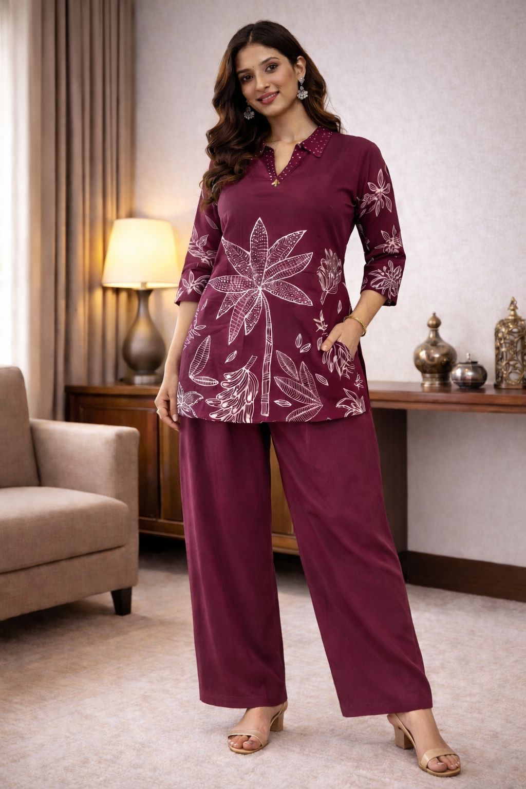 Wine Bloom Co-ord Set